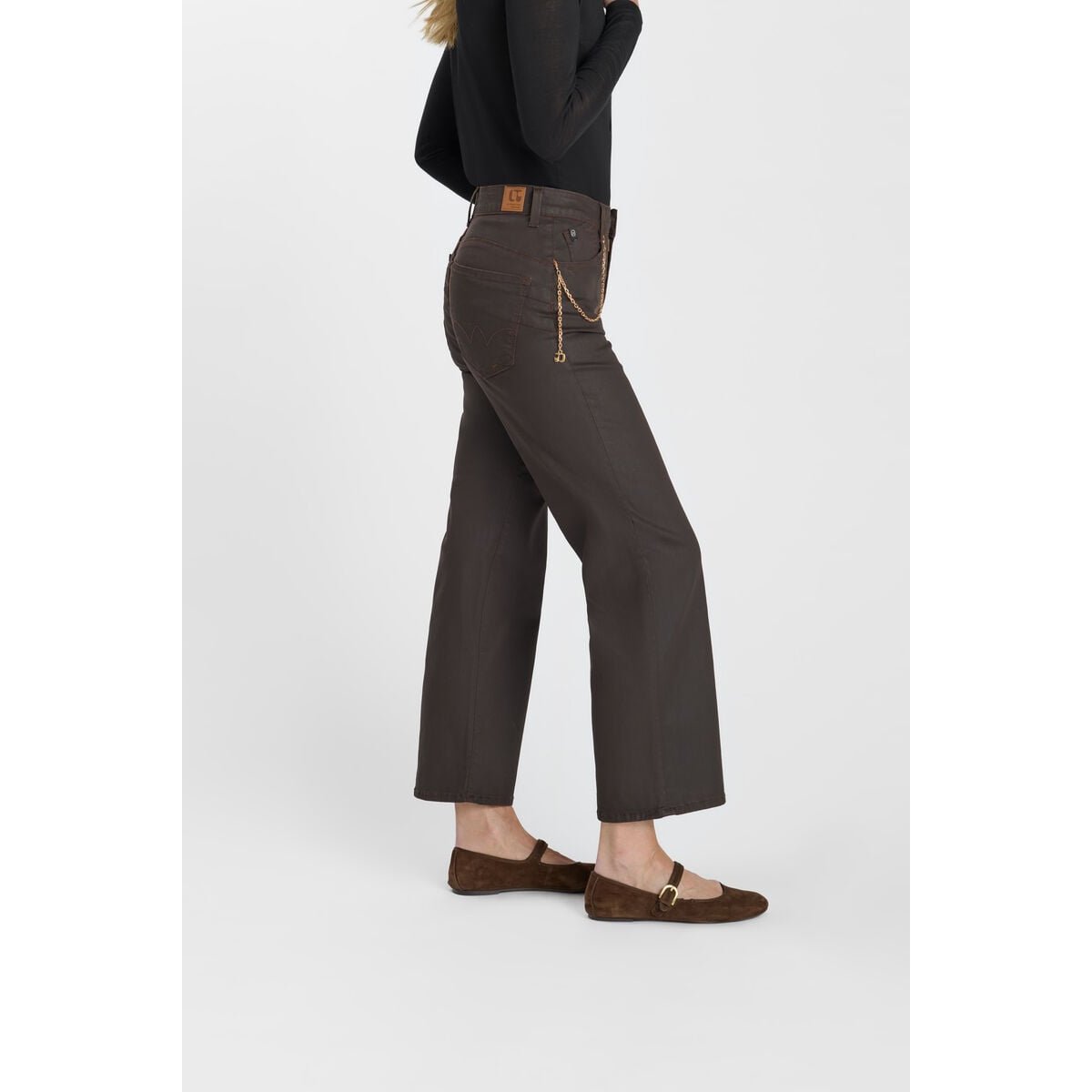 Jeans loose, large pulp wide leg , 7/8ème brown, LE TEMPS DES CERISES