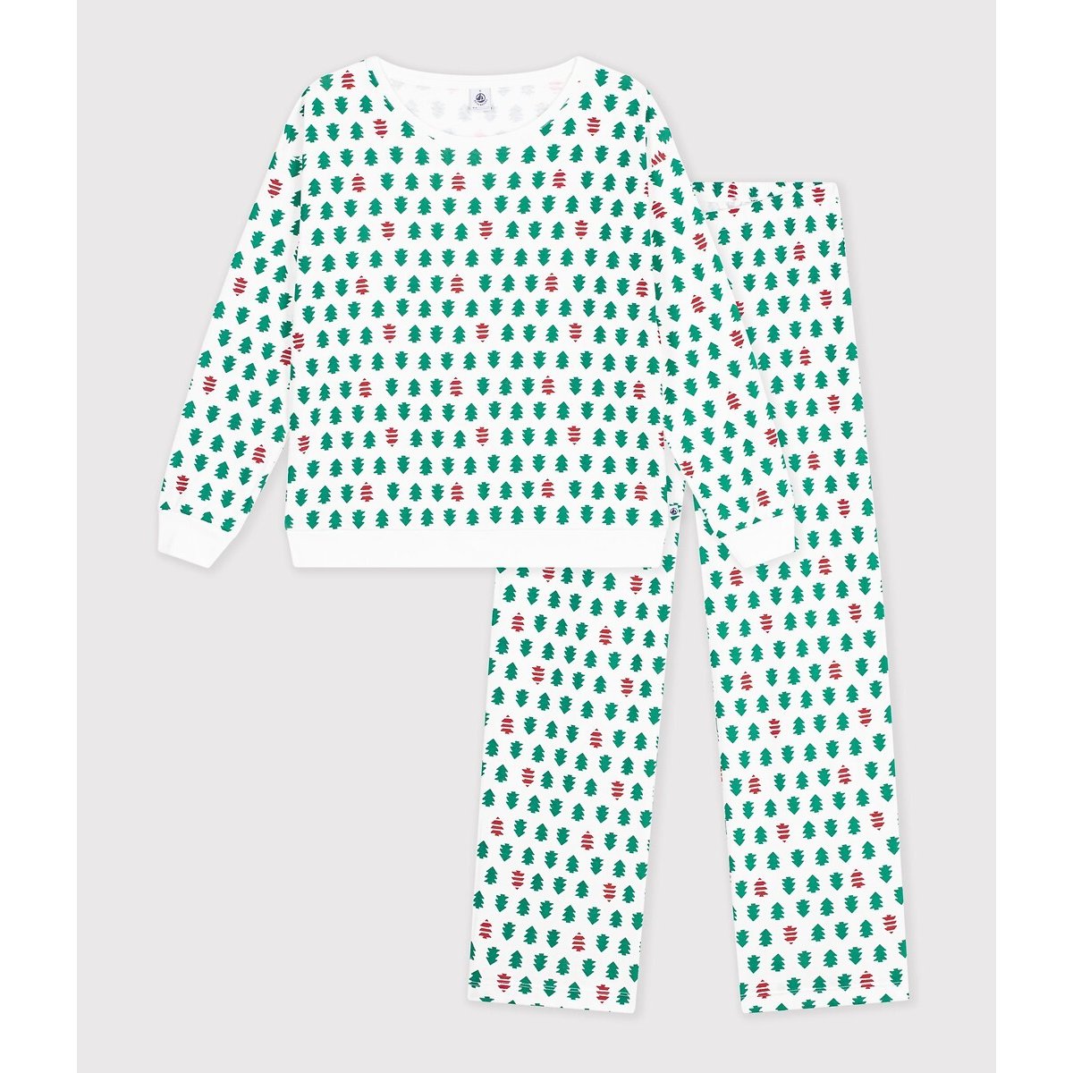 Christmas Print Cotton Pyjamas white/green/red, PETIT BATEAU