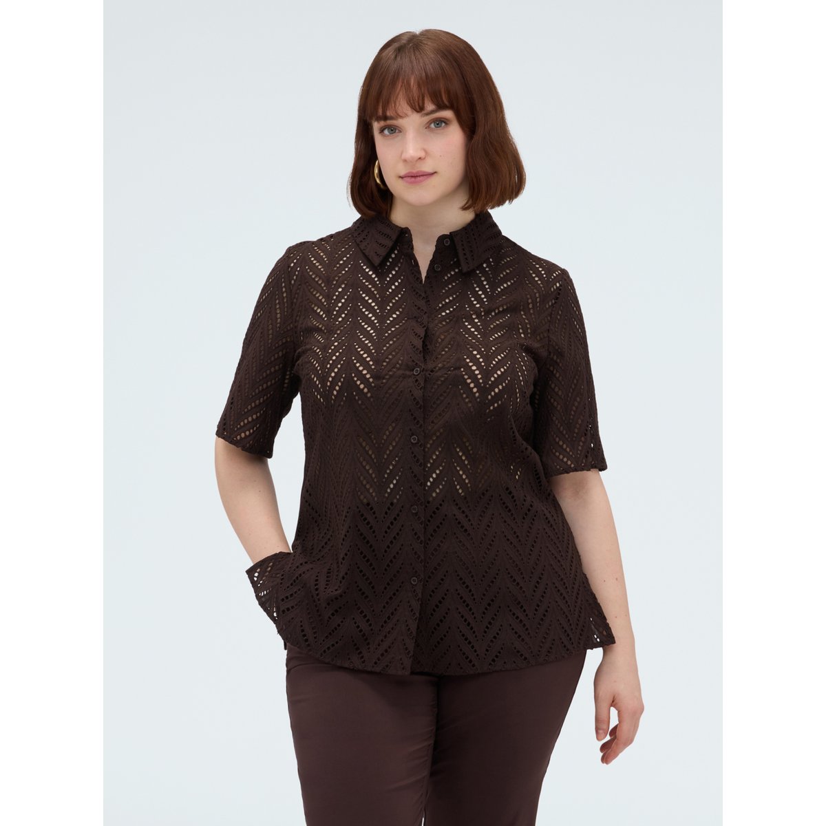 Chemise broderie anglaise marron, FIORELLA RUBINO