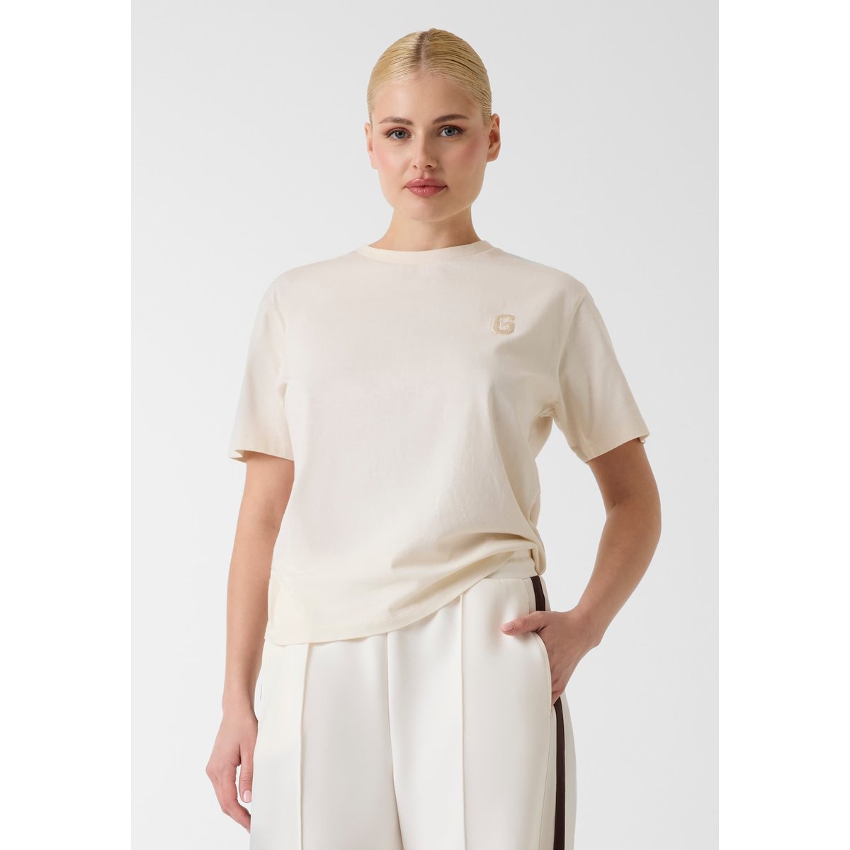 T-Shirt Avec Logo En Sequins beige, GUESS