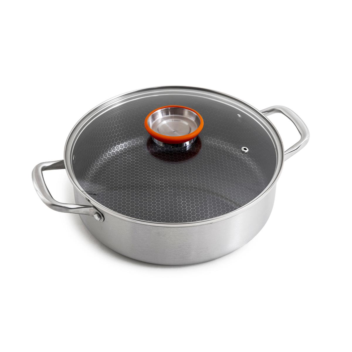 Sautoir 32cm triplex avec couvercle - "BlackSteel" couleur unique, LAGUIOLE CUISSON