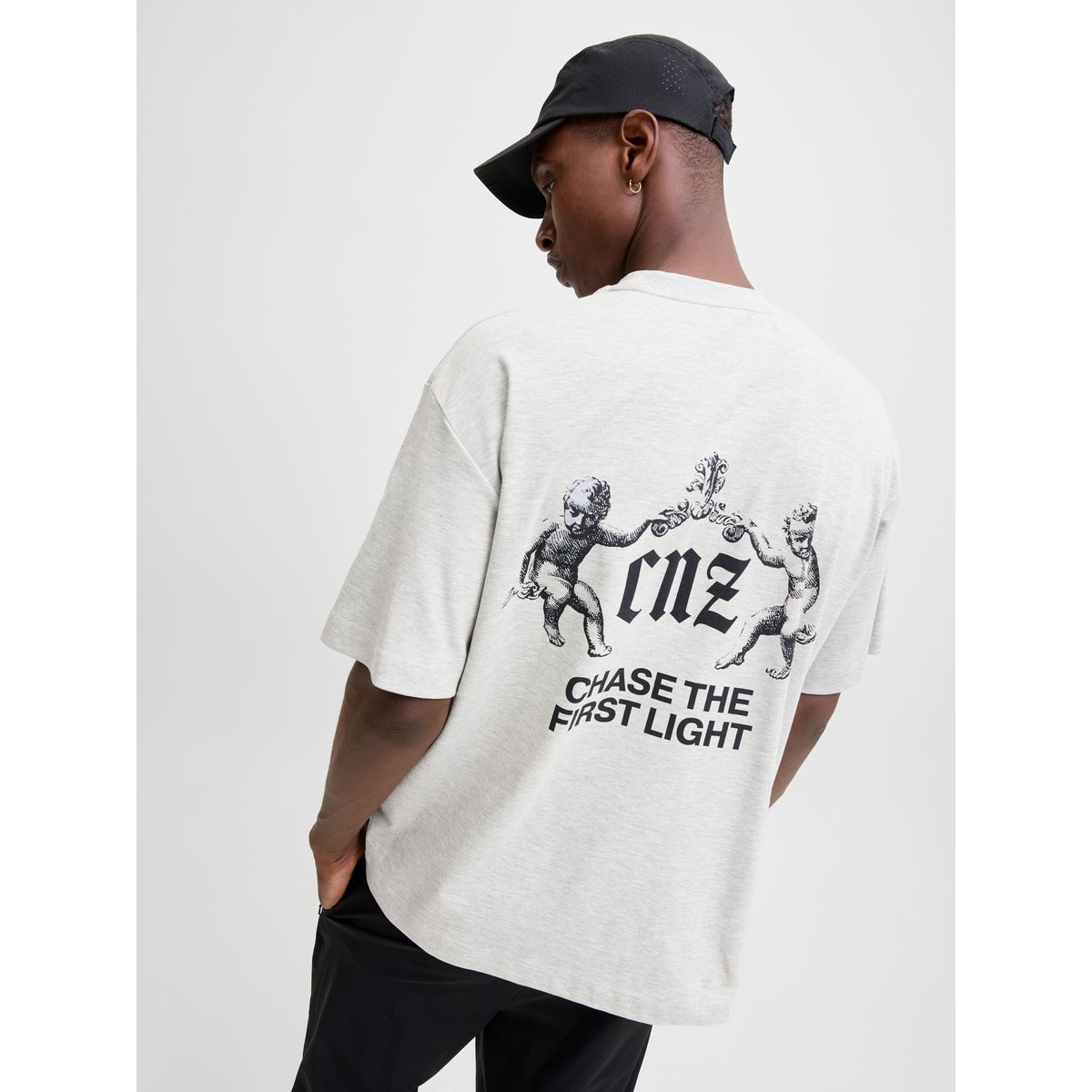 T-Shirt grise - light grey melange, JACK & JONES