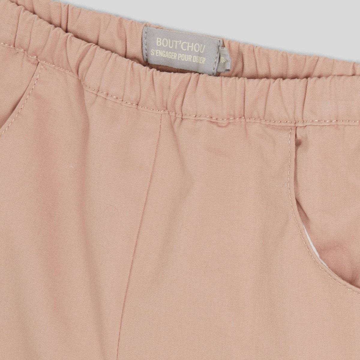 Sarouel à poches uni en coton babyblush, BOUT'CHOU