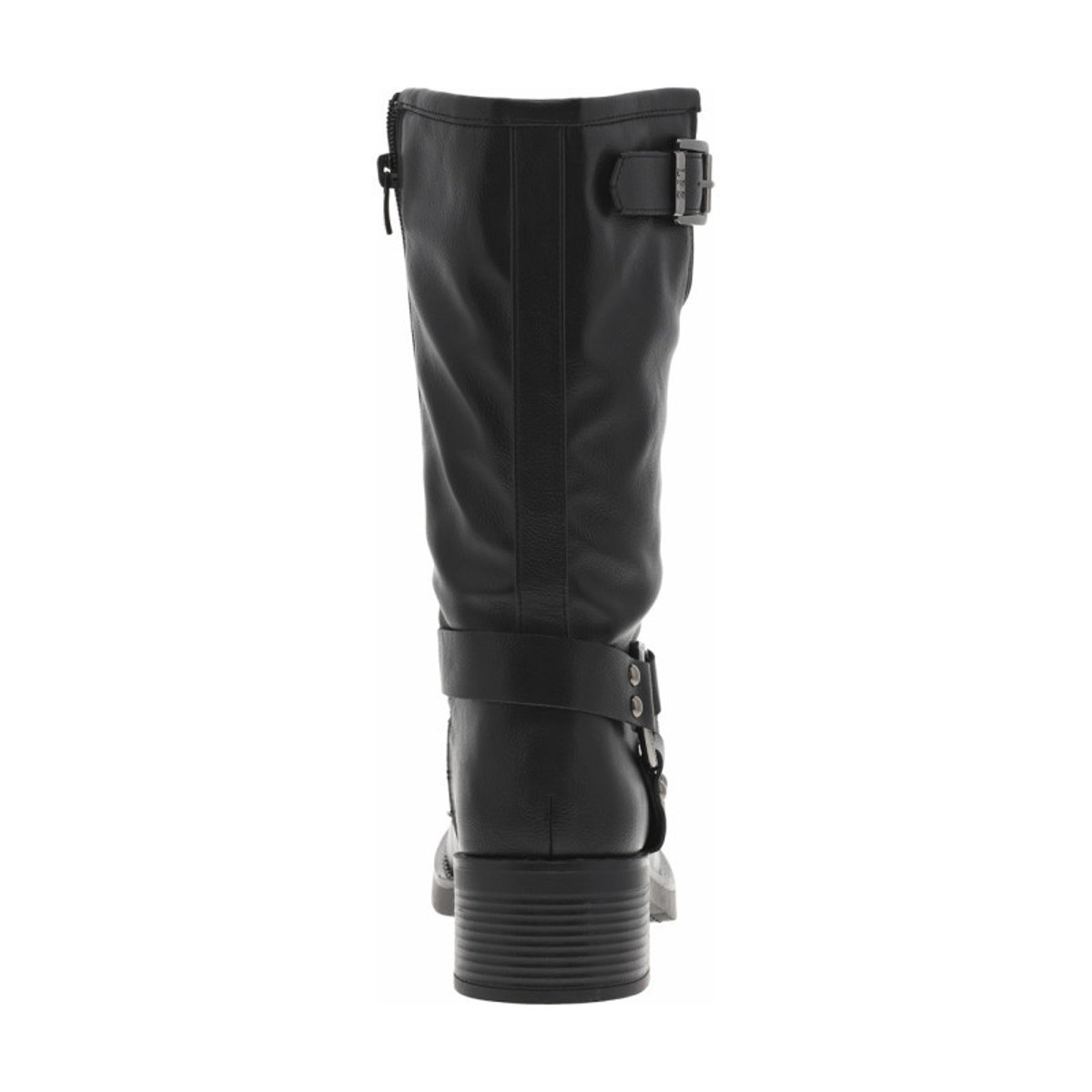 Bottes noires à talon décroché bas et à zip latéral avec bride et anneau gravé noires, LPB Les P'tites Bombes