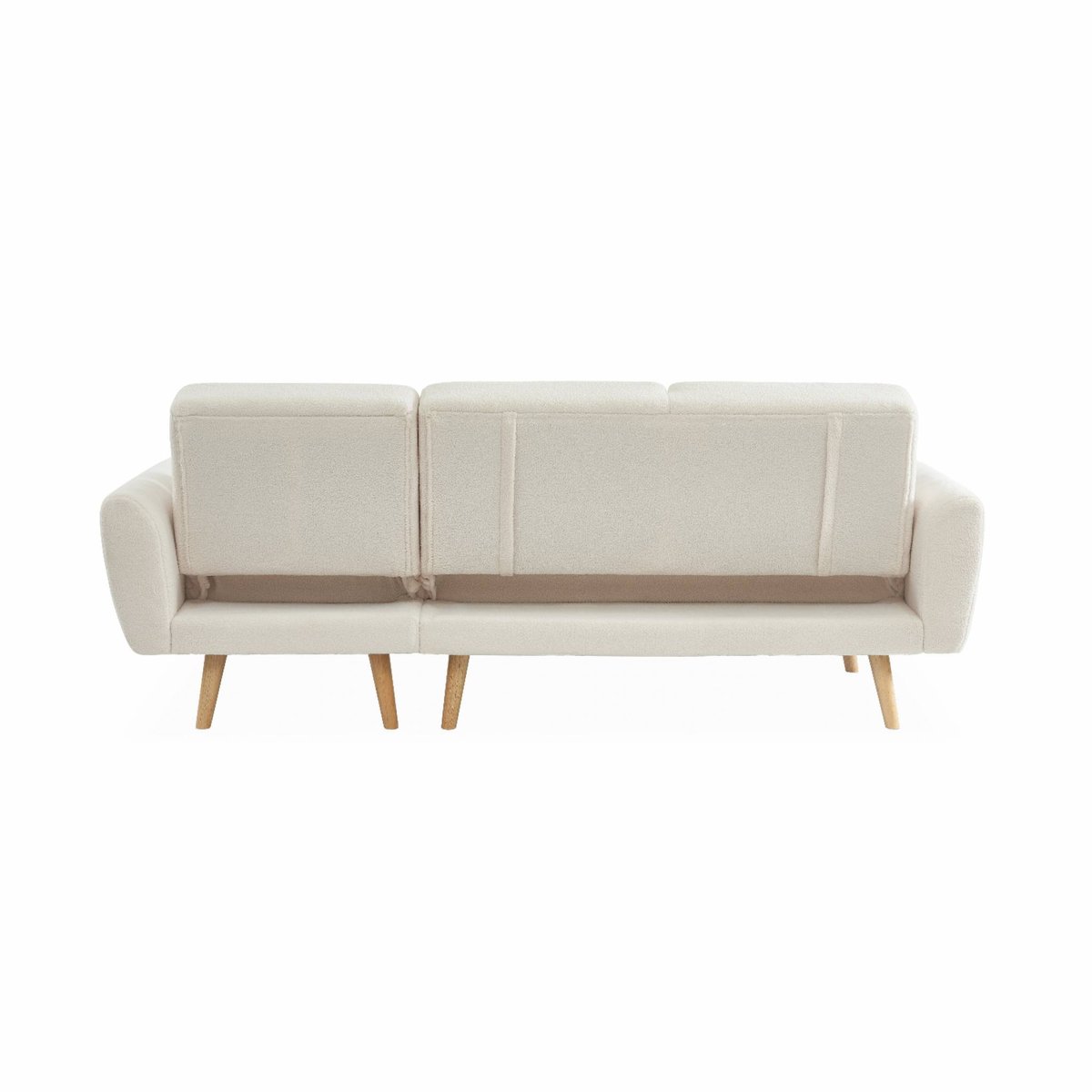 Canapé d'angle convertible réversible 3 places bouclette OSKAR crème, SWEEEK