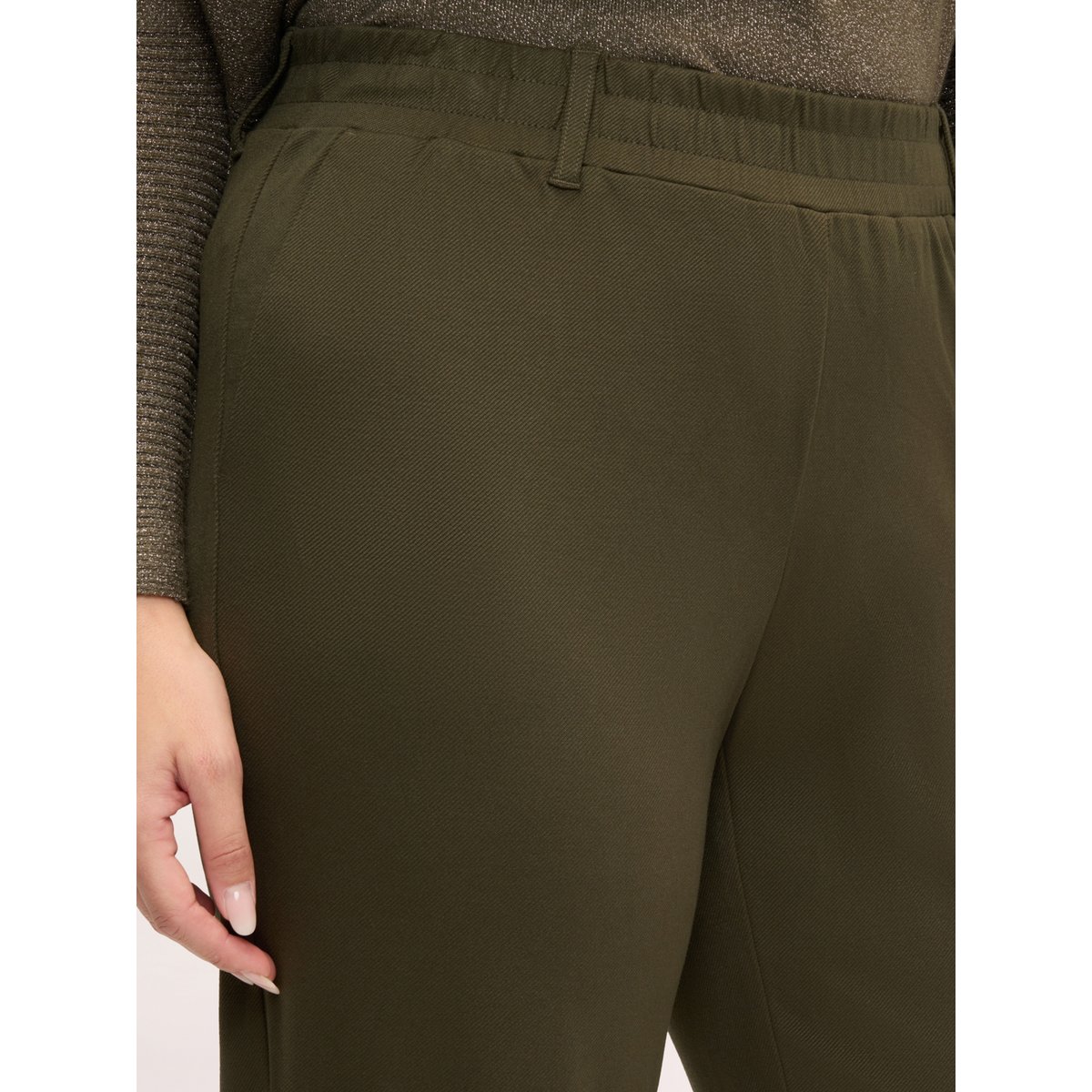 Pantalon jogger avec taille élastique et poignets côtelés verde militare, FIORELLA RUBINO