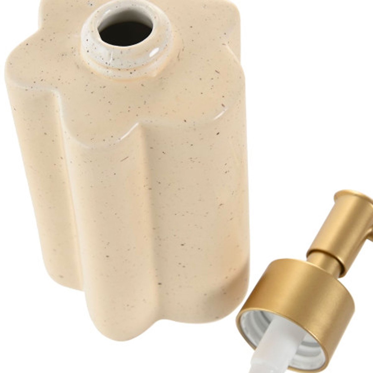 Distributeur de savon en résine beige et doré 7.5x7.5x18cm beige, WADIGA