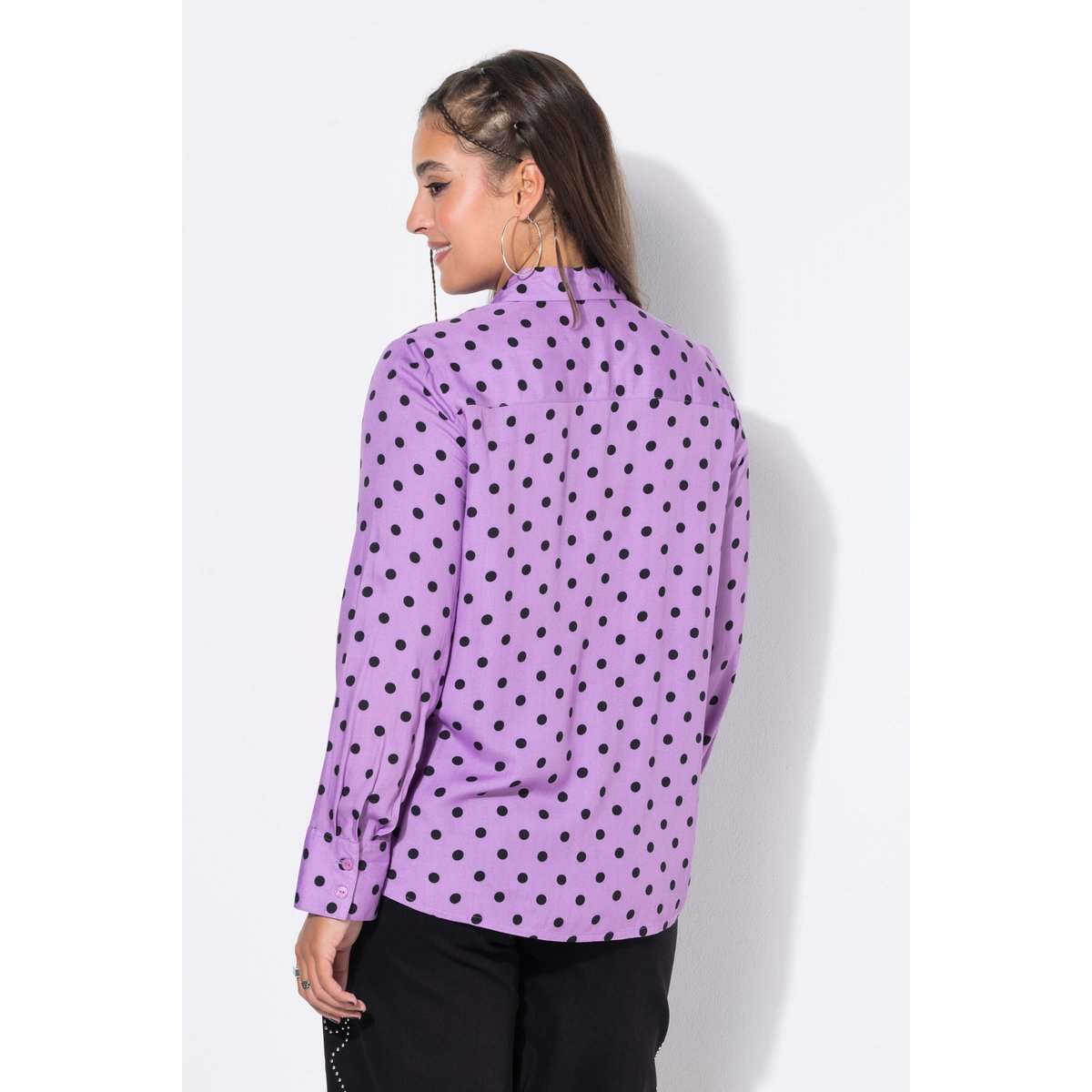 Chemisier, coupe ample, motif à pois lilas, STUDIO UNTOLD