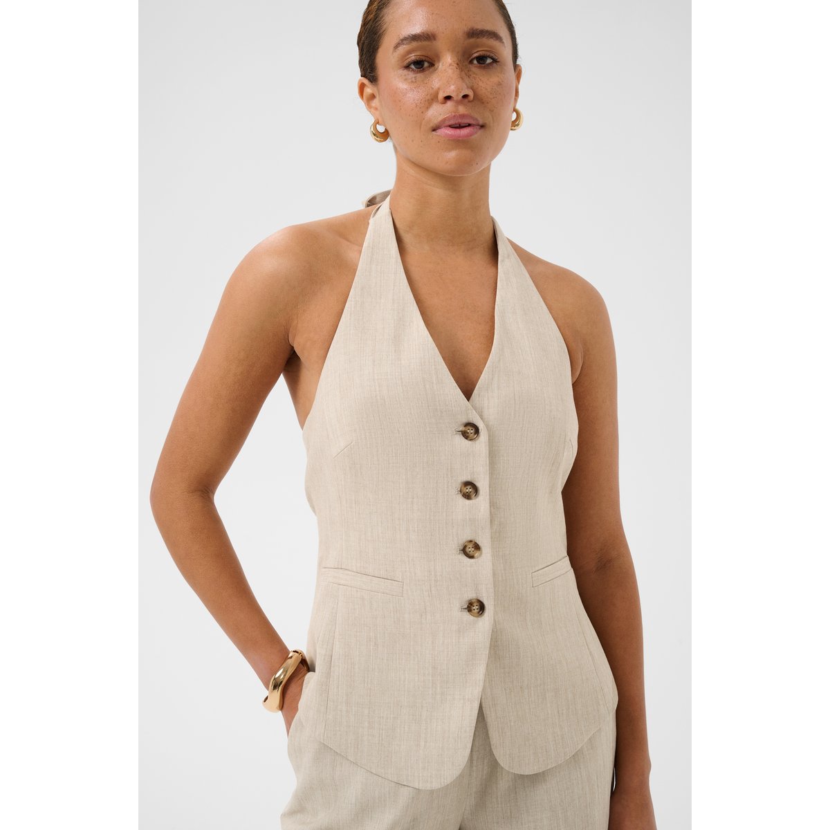 Chemise en jean beige feather grey melange, KAFFE