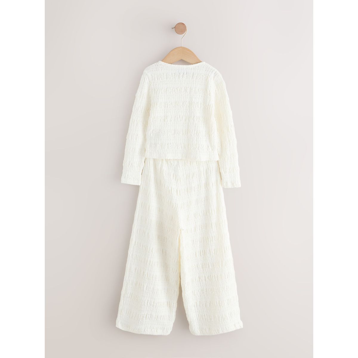 Ensemble pantalon large et cardigan texturé écru, NEXT