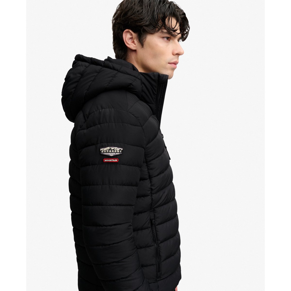 Doudoune Fuji à Capuche Poids Moyen noir de jais, SUPERDRY