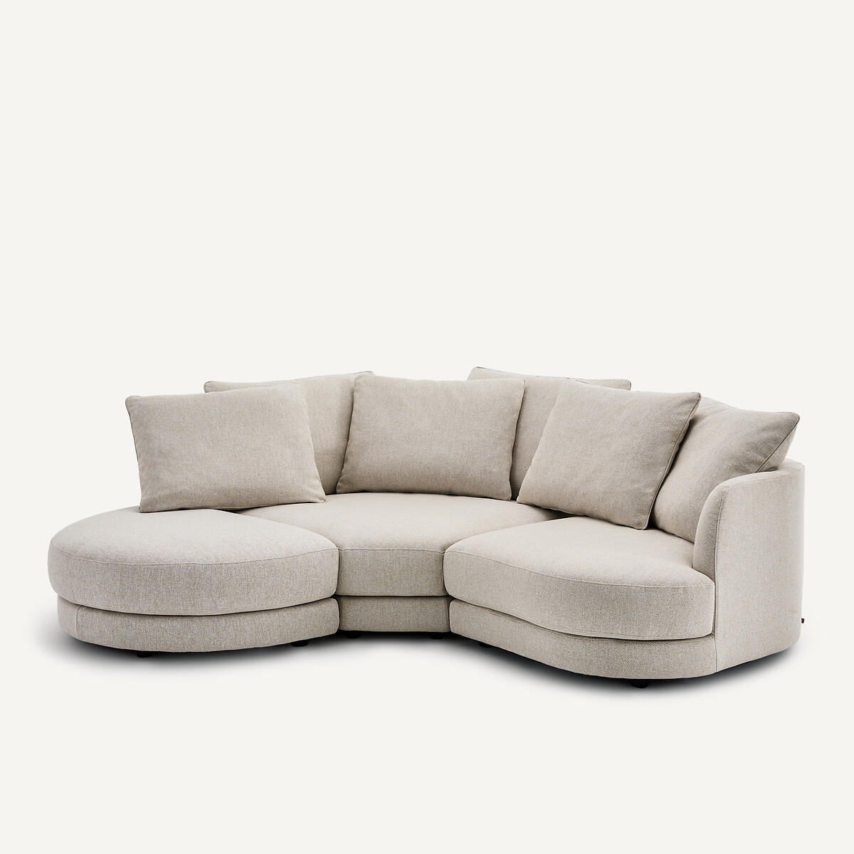 Demi-canapé droit, arrondi, modulable en tweedé, TIBERIO ivoire, AM.PM