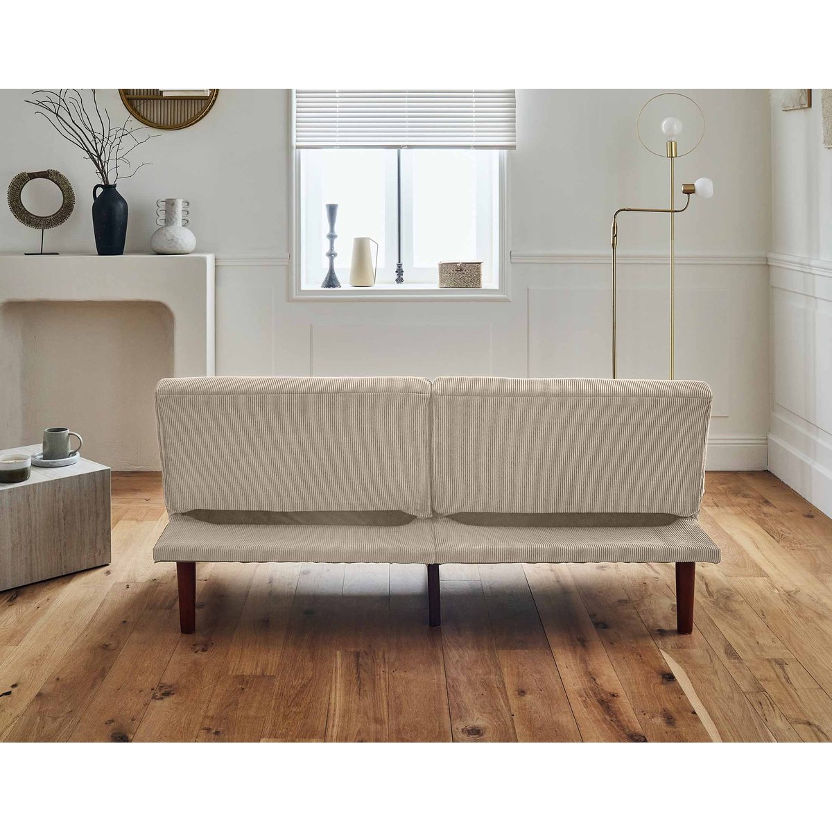 Canapé clic-clac 2 places velours côtelé, PHILAE beige, BEST MOBILIER