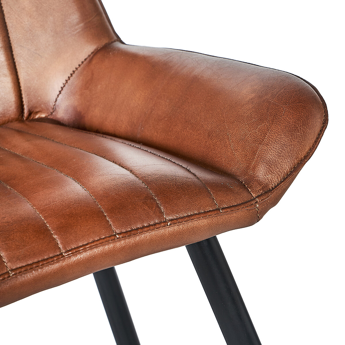 Retro Leather Stool with Iron Legs brown , SO'HOME