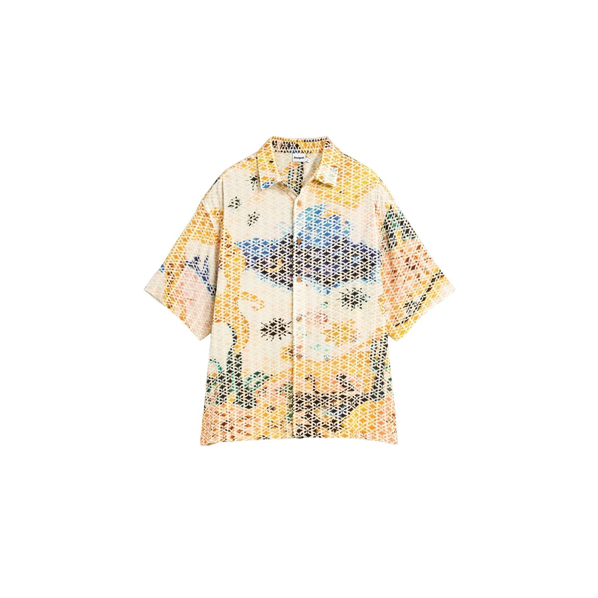 Chemise imprimée brodée beige, DESIGUAL