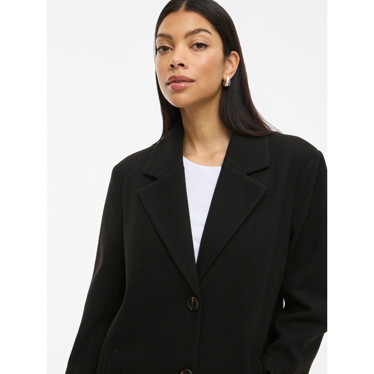 Manteau mi-long boutonné black beauty, VILA