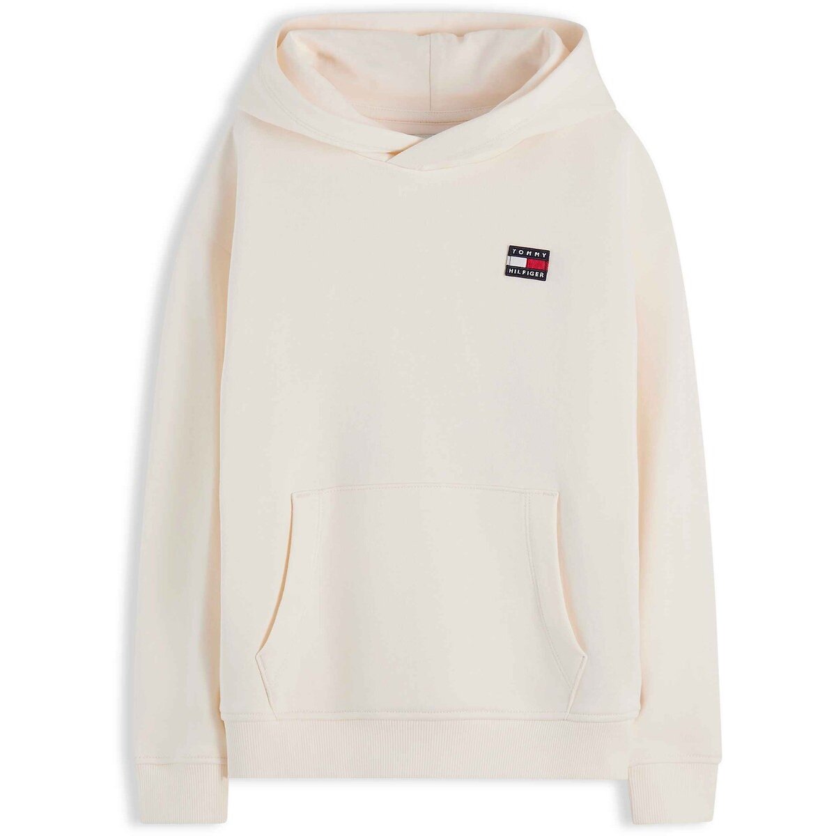 Sweat à capuche, logo brodé ecru, TOMMY HILFIGER