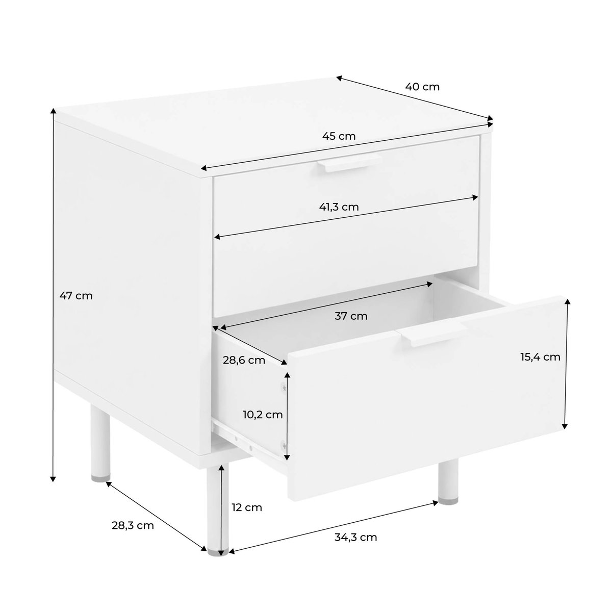 Table de chevet décor bois et métal 2 tiroirs (lot de 2) ELLIE beige, SWEEEK