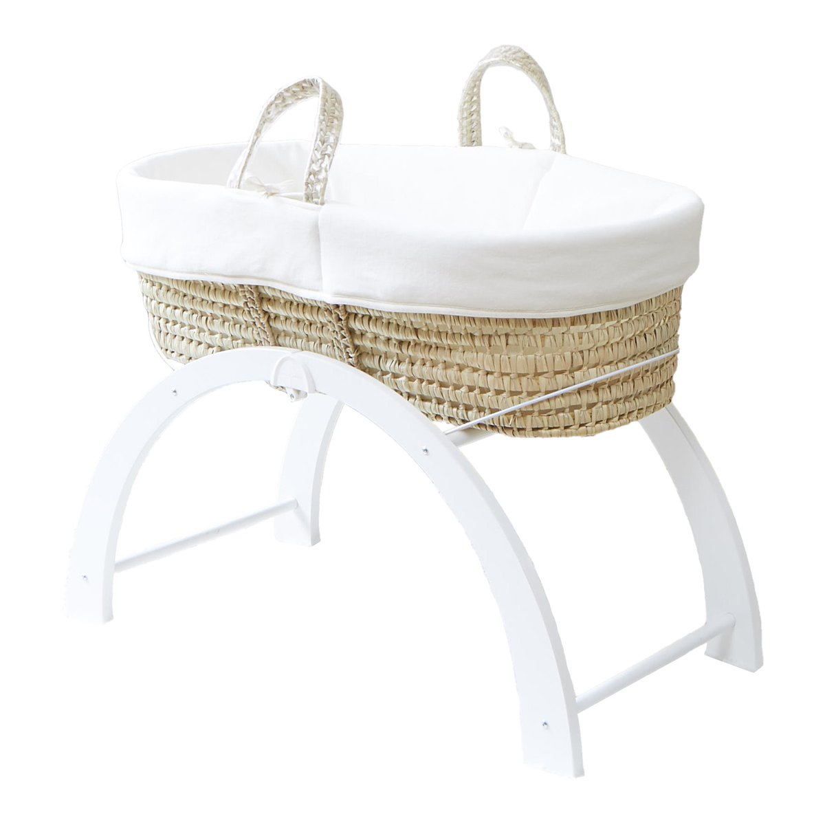 Couffin bébé en coton bio avec support réversible blanc neige, PREMIERS MOMENTS