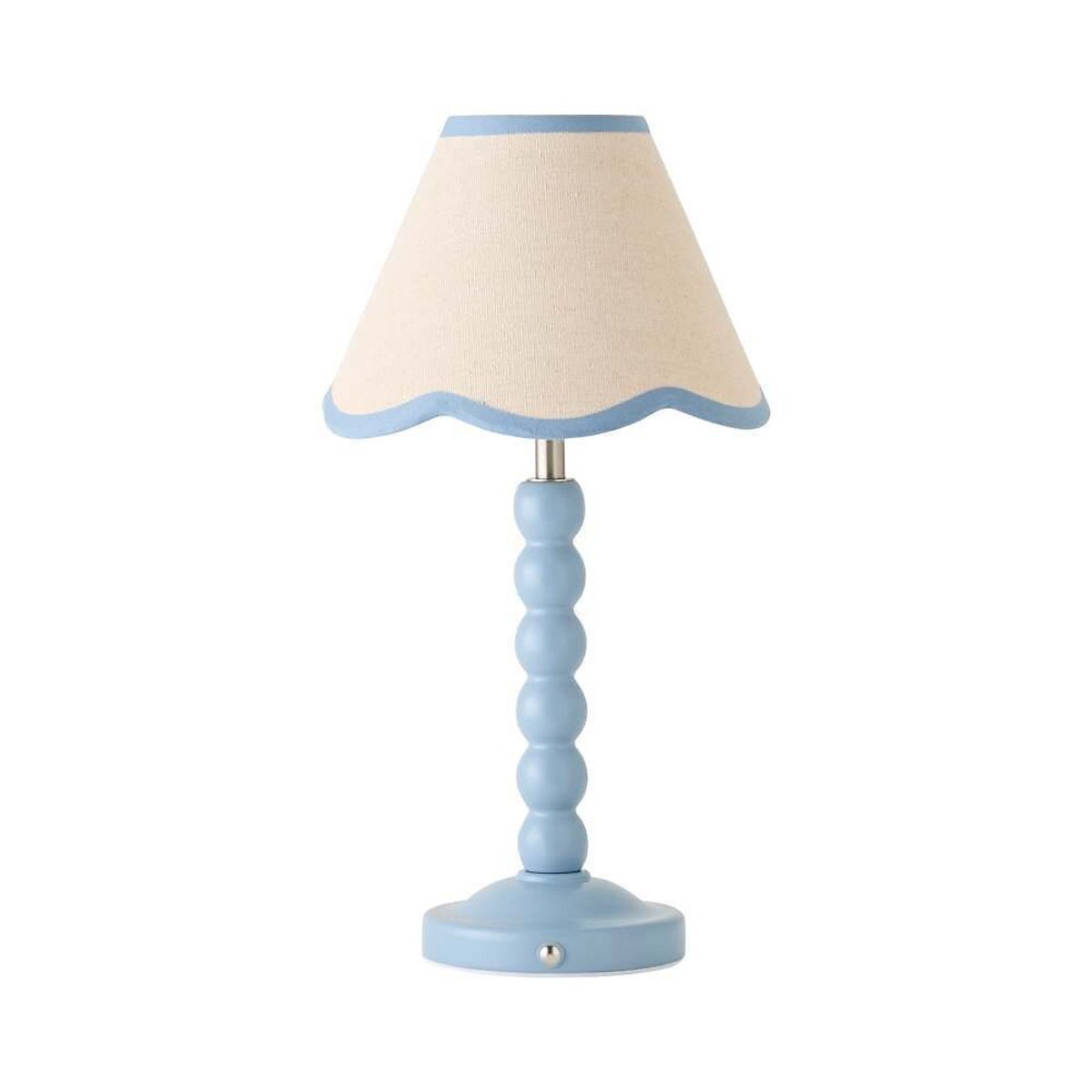 Bobbie Painted Bobbin Rechargeable Table Lamp with Scallop Shade blue, SO'HOME