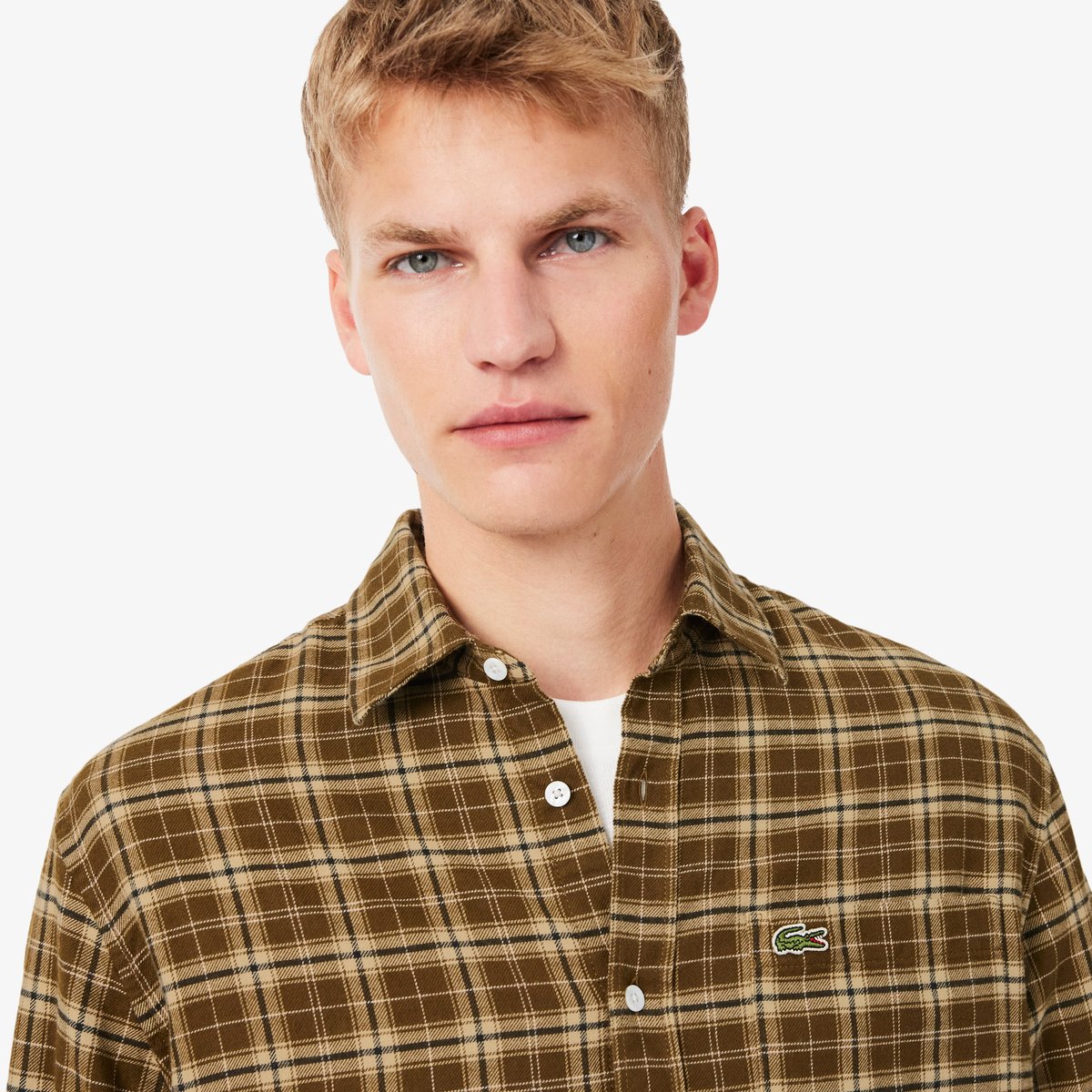 Chemise flanelle à carreaux regular fit marron-t2s, LACOSTE