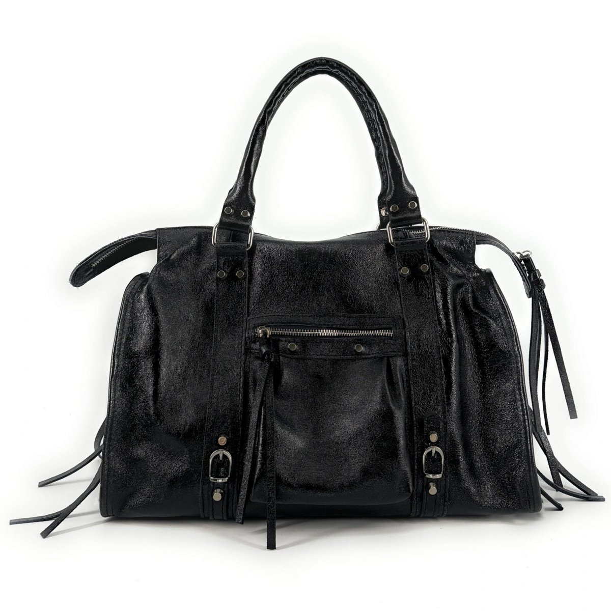 Sac à main en cuir irisé SANDSTORM SILVER noir irisé, OH MY BAG