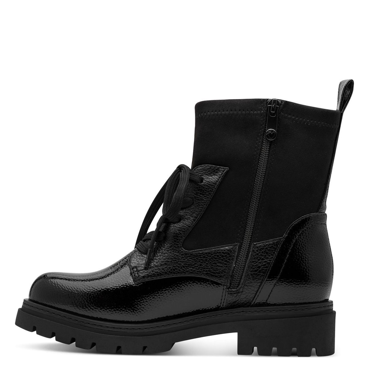 Bottine talon bloc noir laque combiné, MARCO TOZZI
