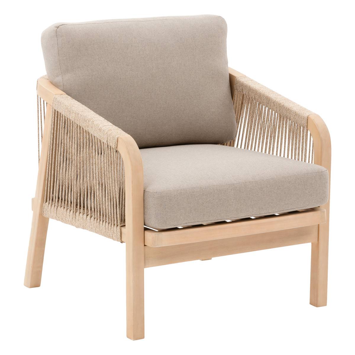 Salon de jardin 5 places en bois d'acacia PAPOUASIE beige, HESPERIDE