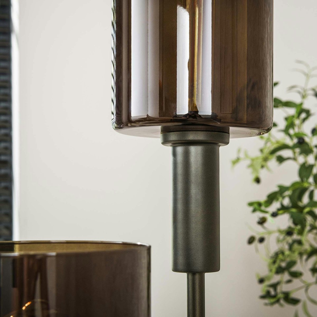 Lampadaire vintage en verre brun – 3 lampes, tiges bronze NOVA marron, PIER IMPORT