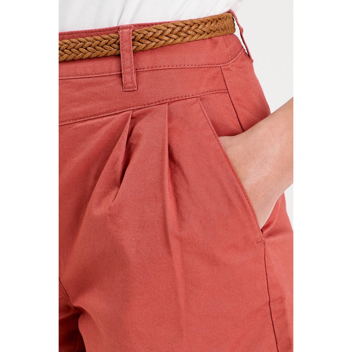Short chino ceinturé vieux rose, CACHE CACHE