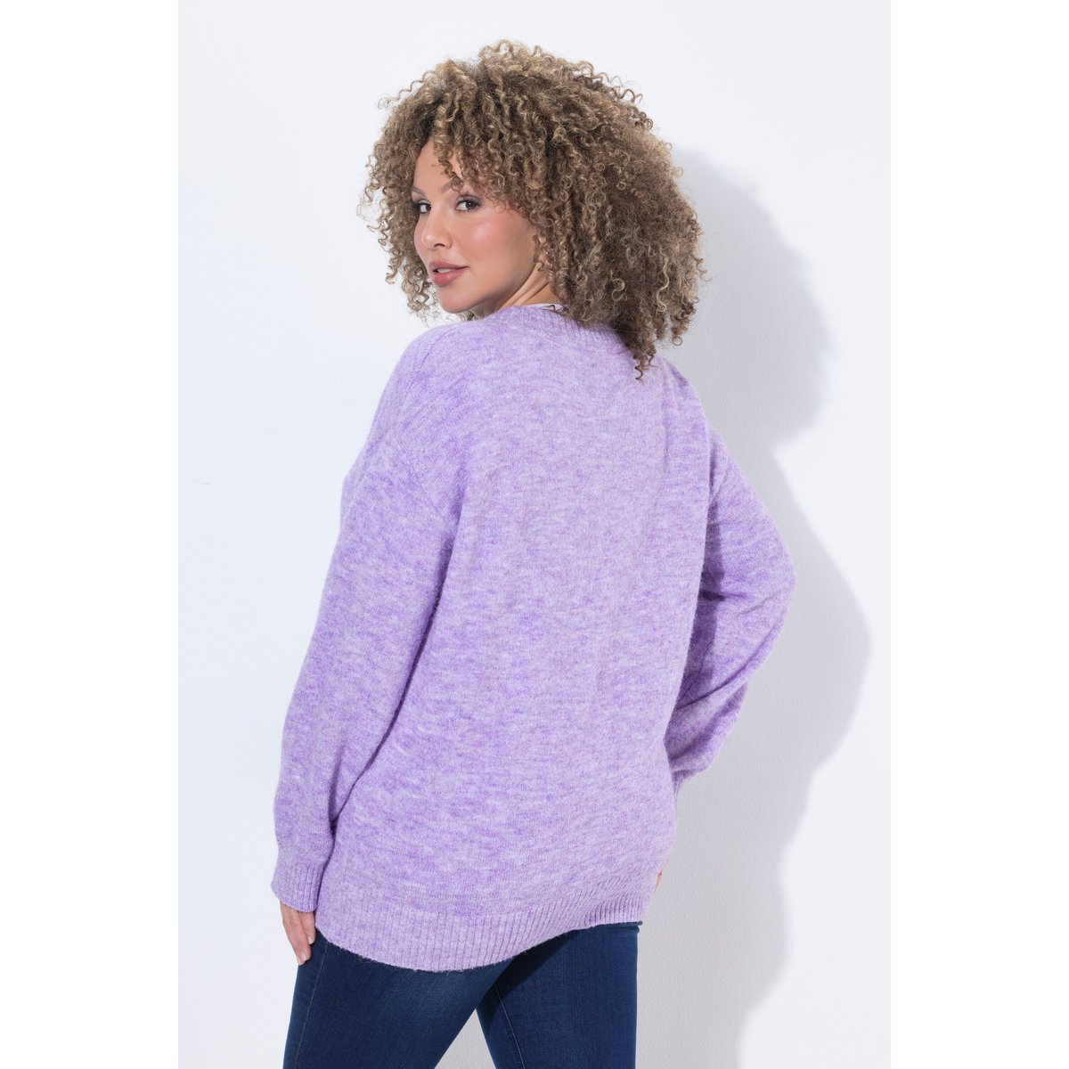 Cardigan en laine mélangée violet, ULLA POPKEN
