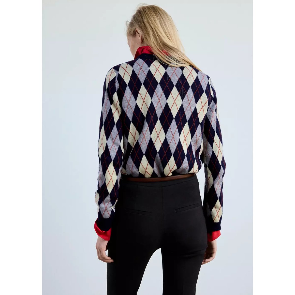 Pull-over maille fine col rond bleu marine, MANGO