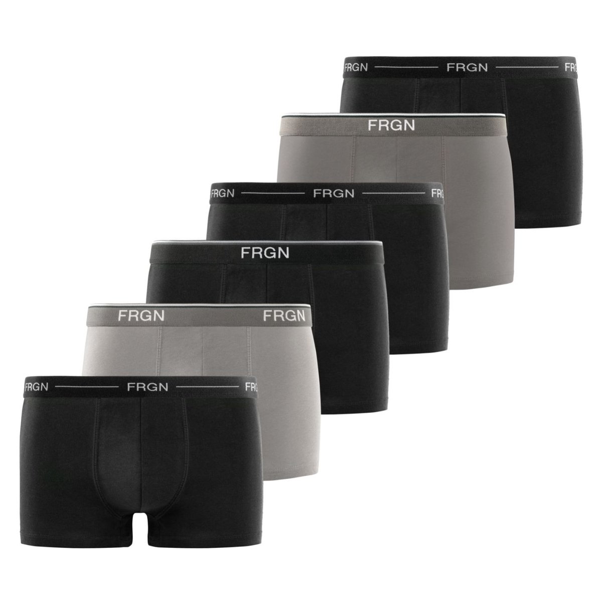 Lot De 6 Boxers Coton gris clair/gris foncé/noir, FREEGUN