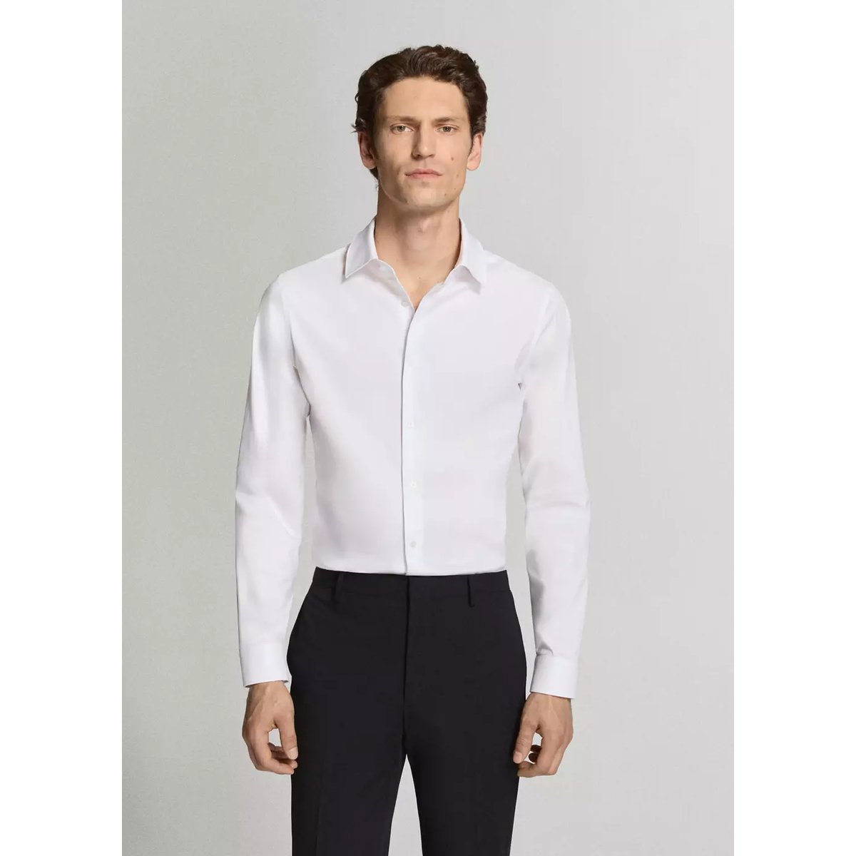 Chemise costume super slim fit coton stretch blanc, MANGO MAN