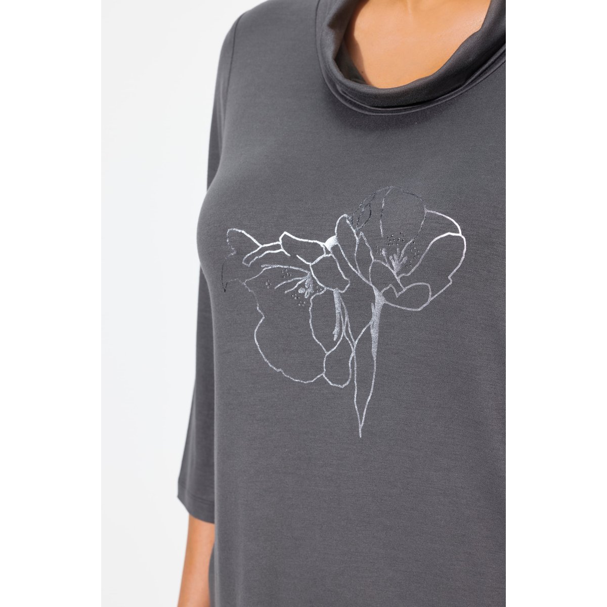 T-shirt avec imprimé métallique asphalte, ULLA POPKEN