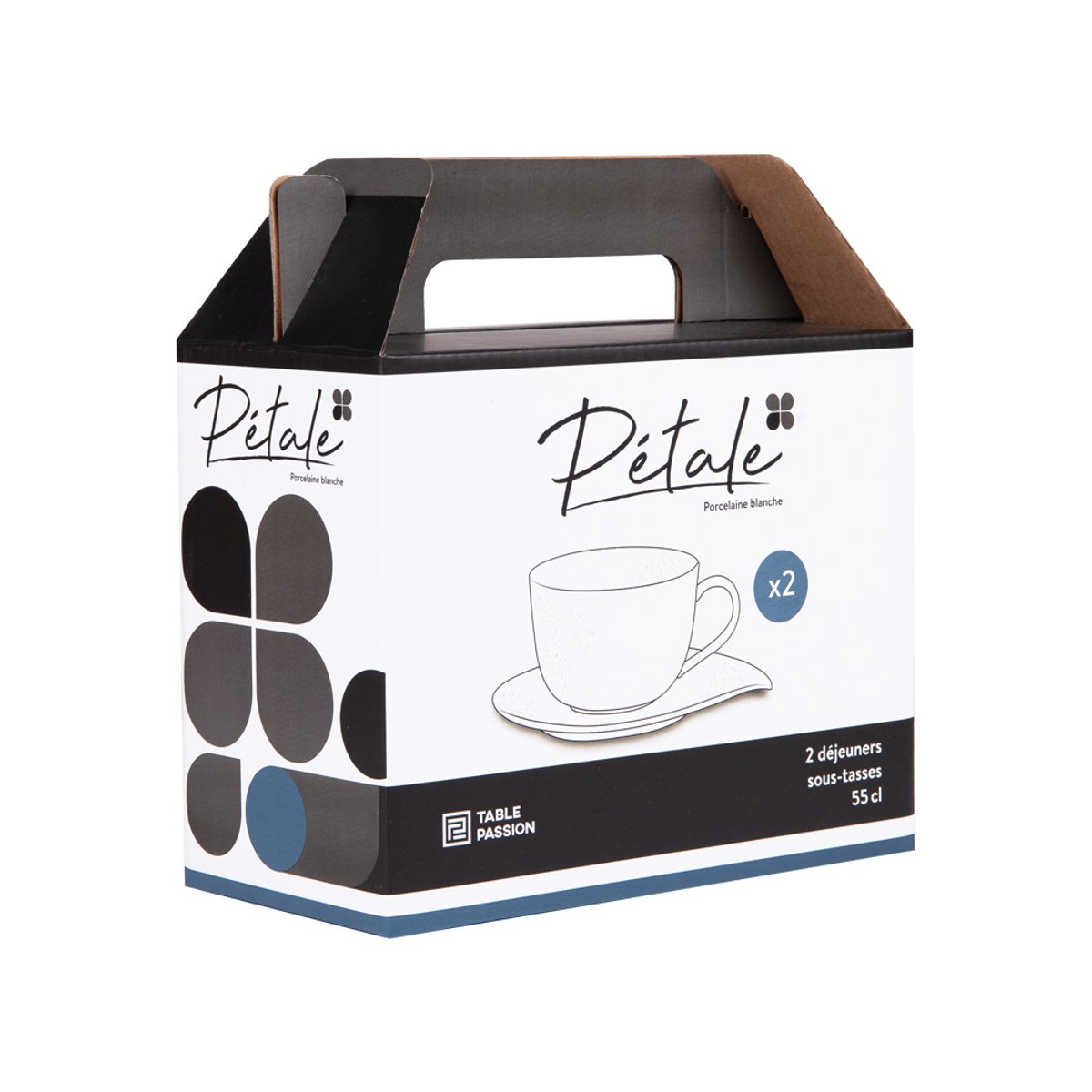 Coffret maxi déjeuner Pétale 55 cl blanc, TABLE PASSION