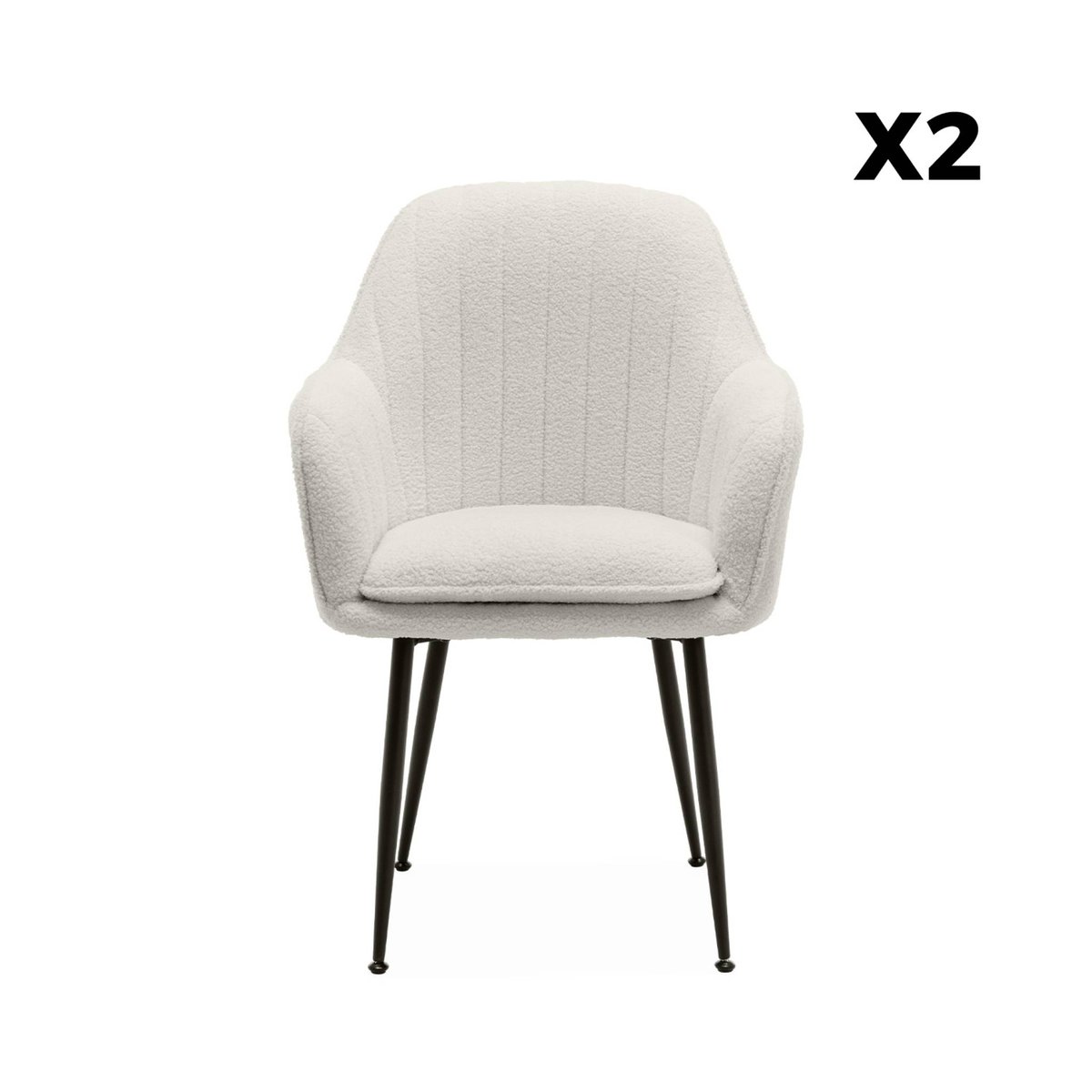 Fauteuil bouclette et pieds métal (lot de 2) SHELLA bouclette blanche, SWEEEK