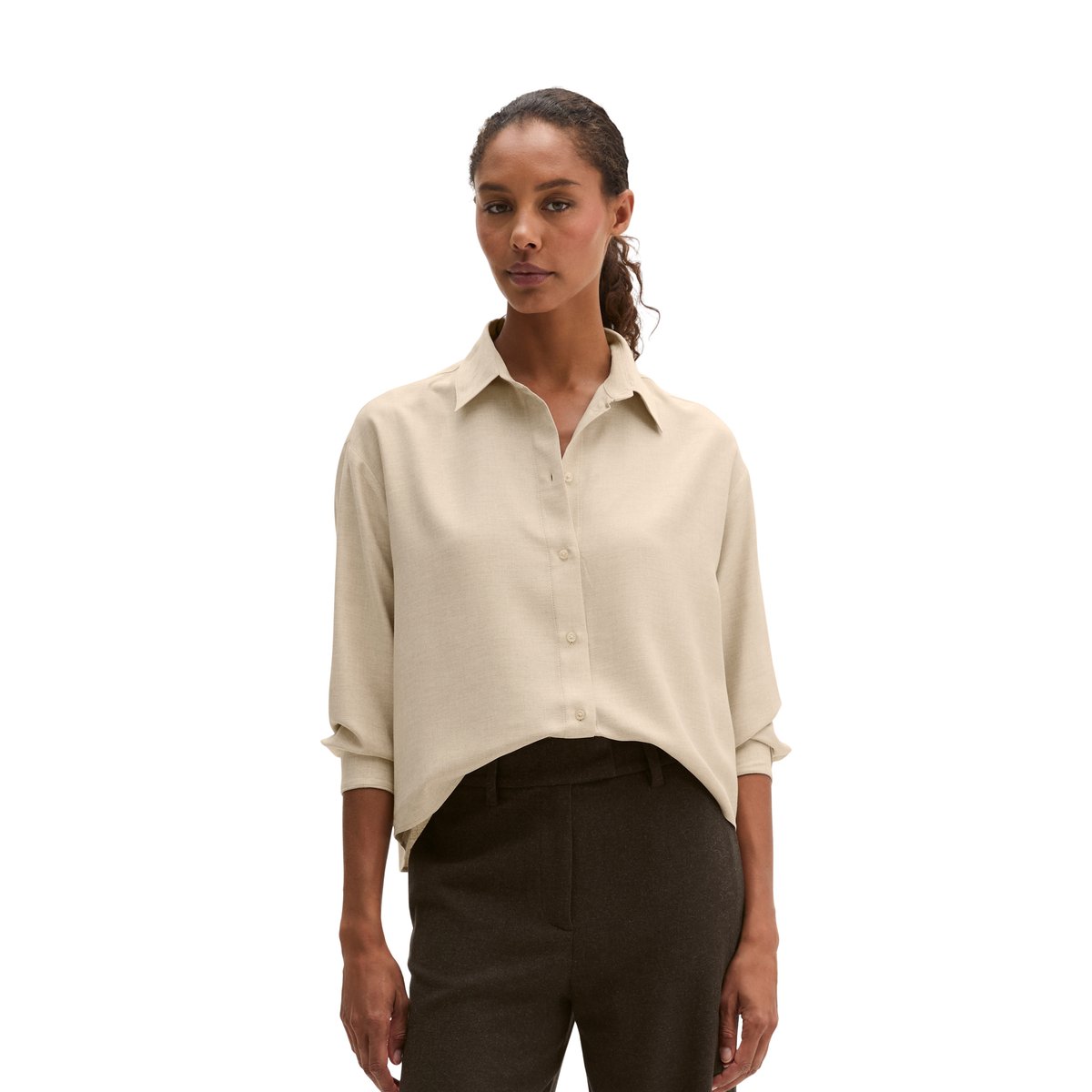 Chemisier coupe classique en viscose brossée beige, MARC O'POLO