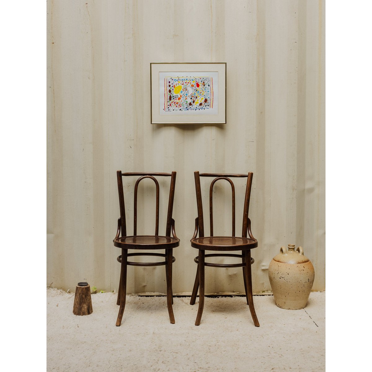 Lot de 4 chaises bistro en bois Claude N°1372 - Bon état bois foncé, DEBONGOUT