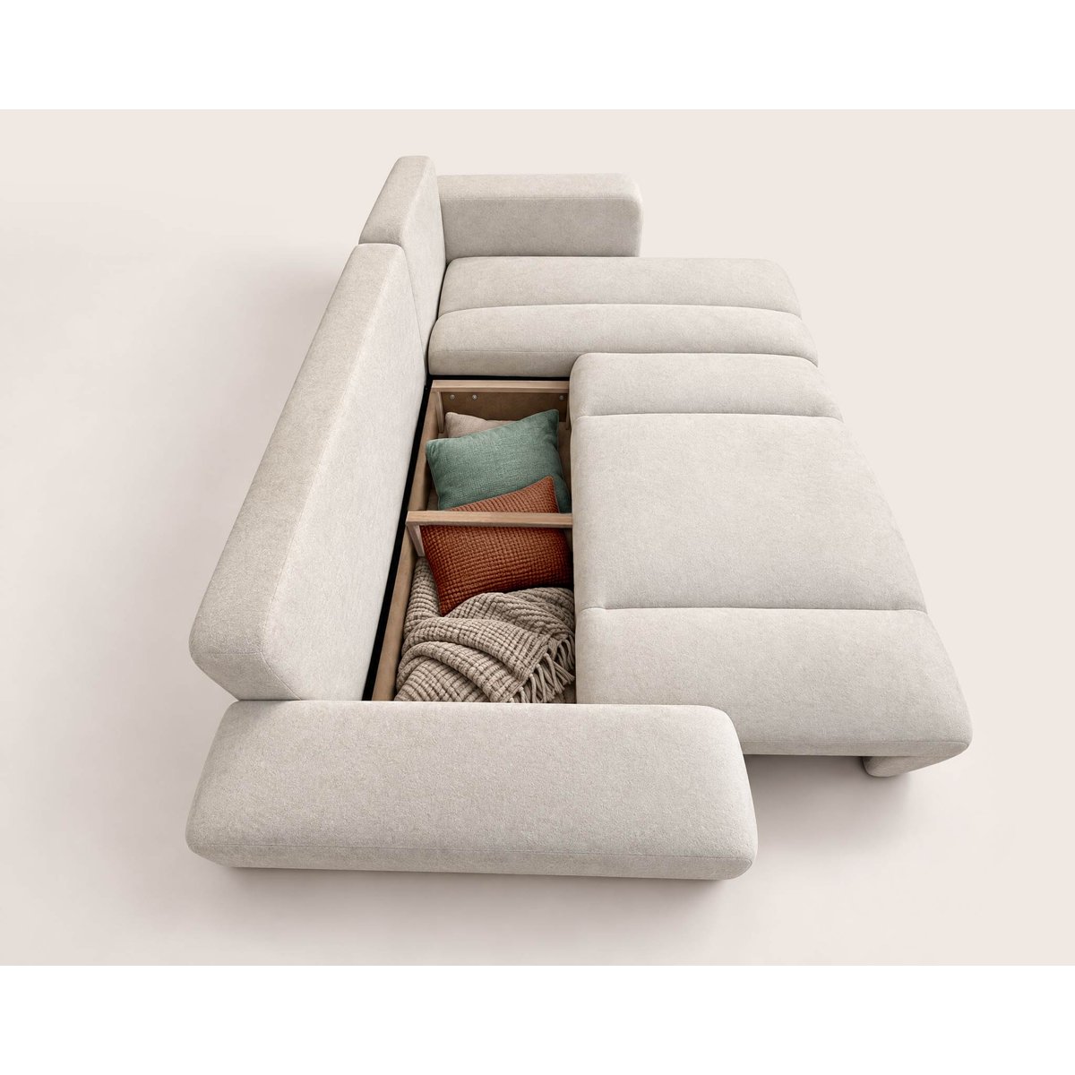 Canapé d'Angle Convertible en Tissu 4 places - MANON beige, BEST MOBILIER