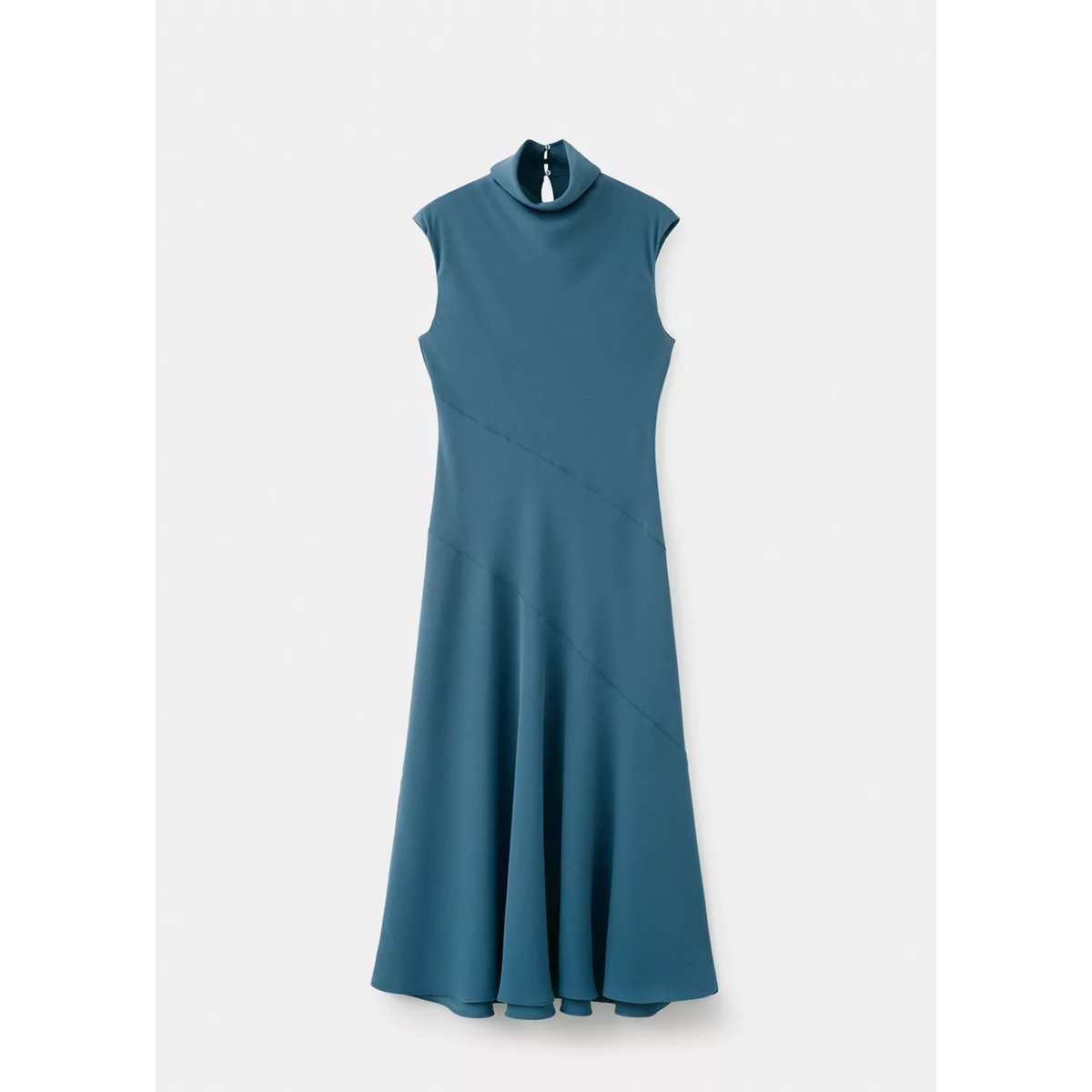Robe longue à col drapé bleu, MANGO