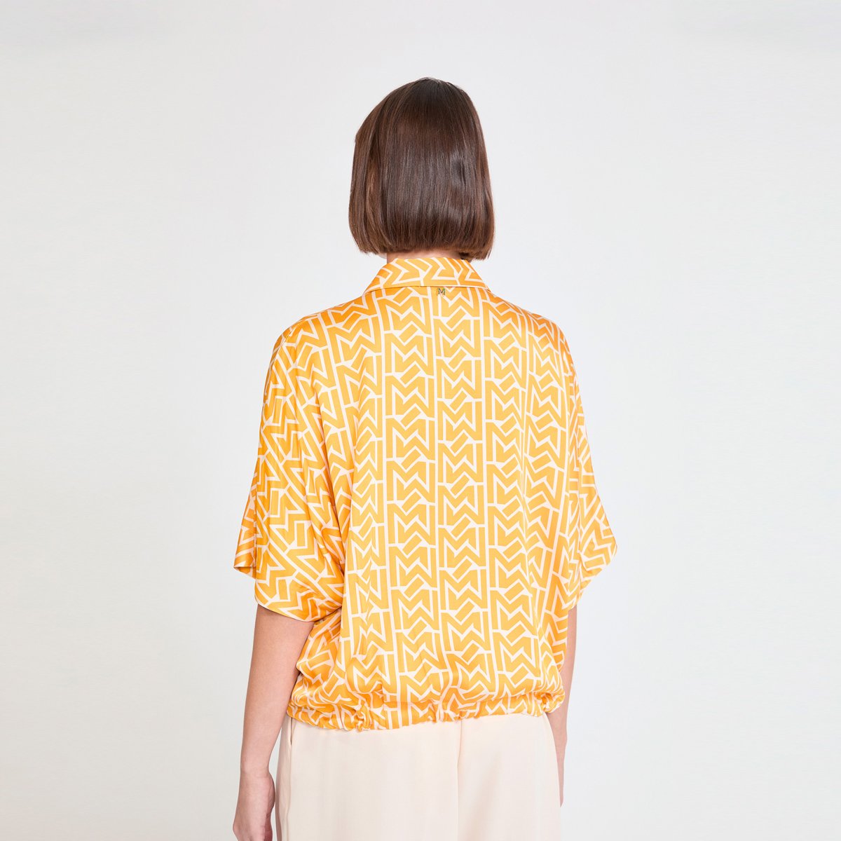 Chemise fluide imprimée avec lien de resserrage sur la taille jaune, LOLA CASADEMUNT