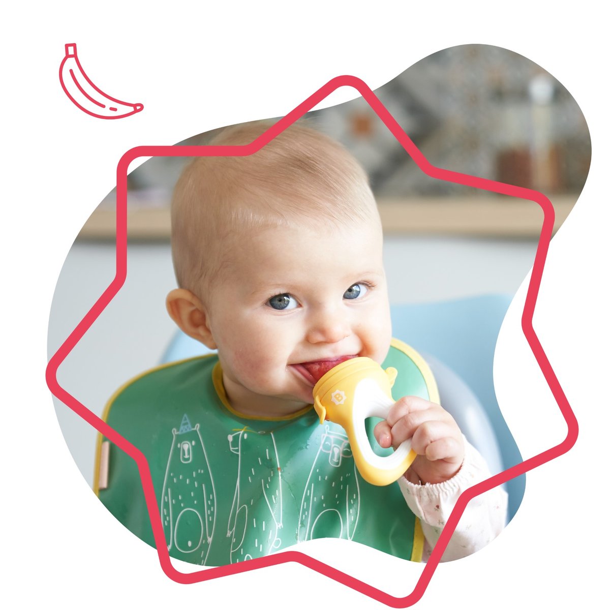 Grignoteuse bébé pour diversification alimentaire jaune, BADABULLE