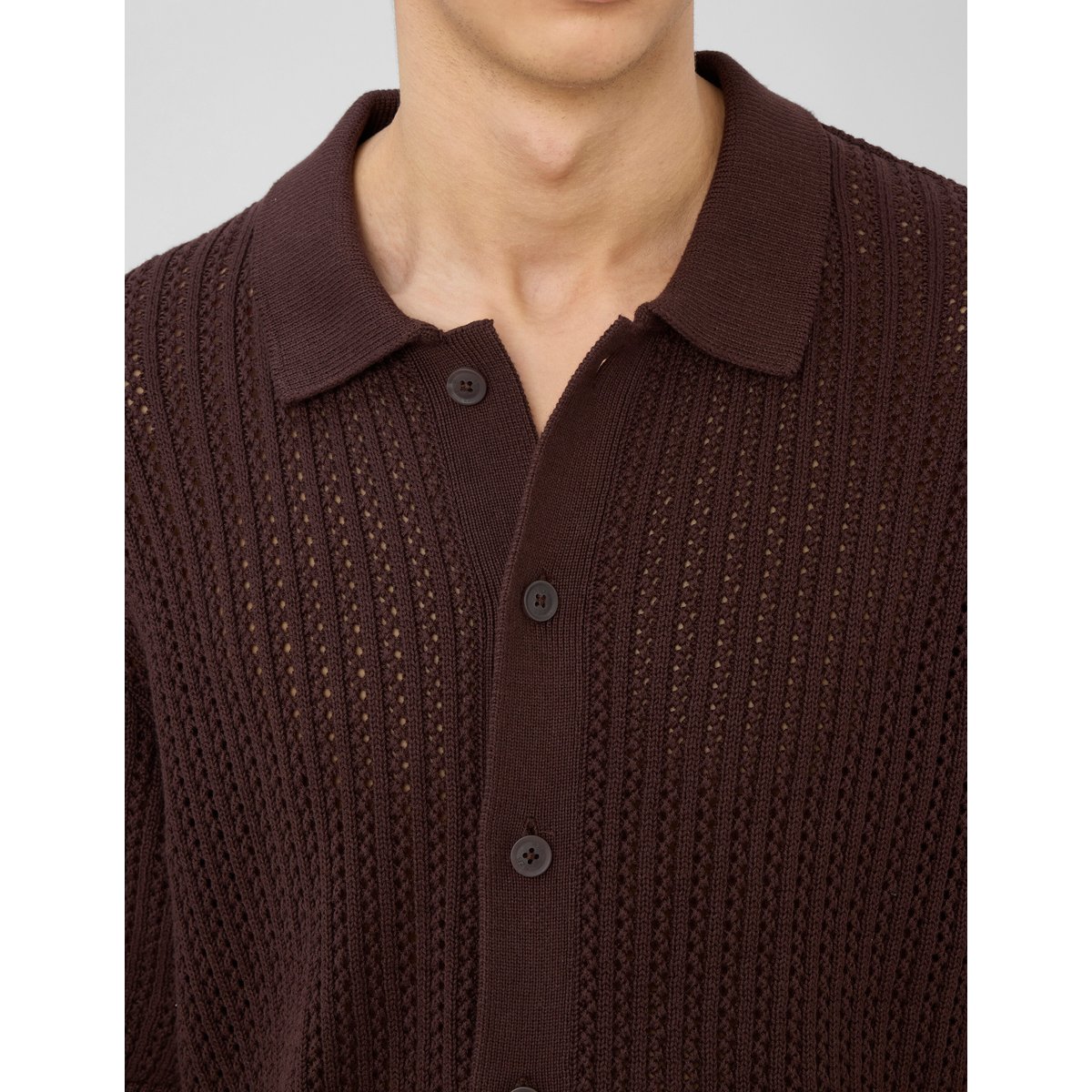 Chemise manches courtes tricot marron foncée, BZB