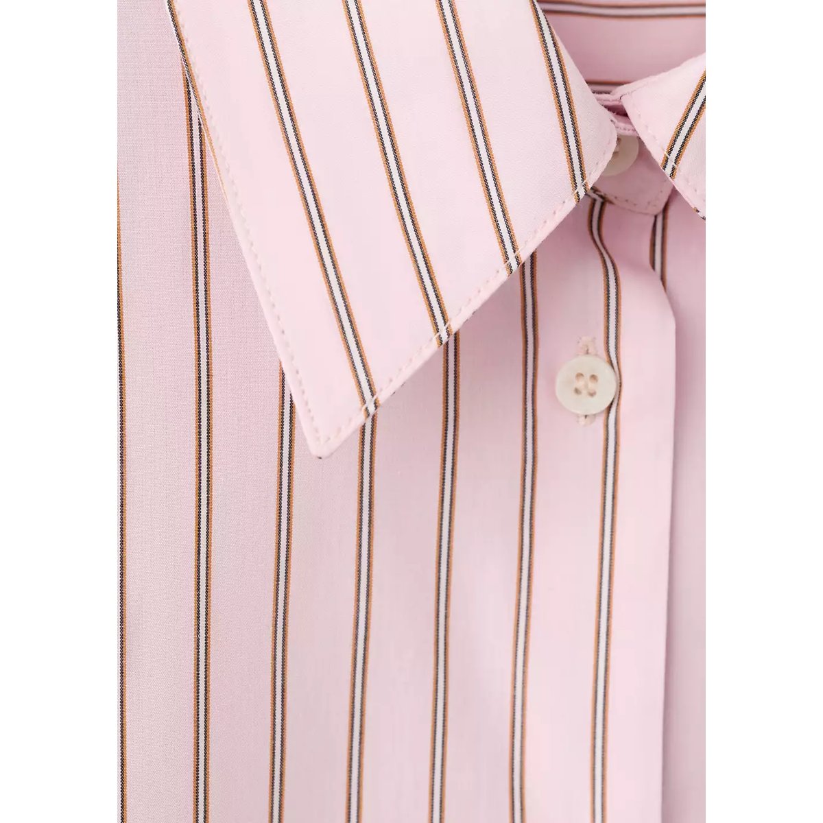 Chemise droite mélange coton et lyocell rose, MANGO
