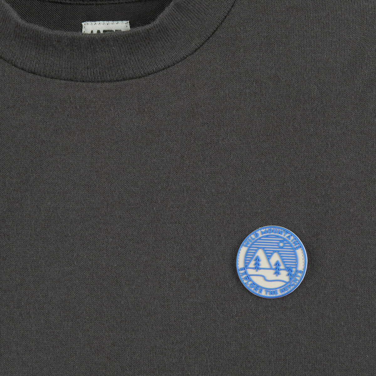 T-shirt manches longues, avec badge poitrine gris chiné, LA REDOUTE COLLECTIONS