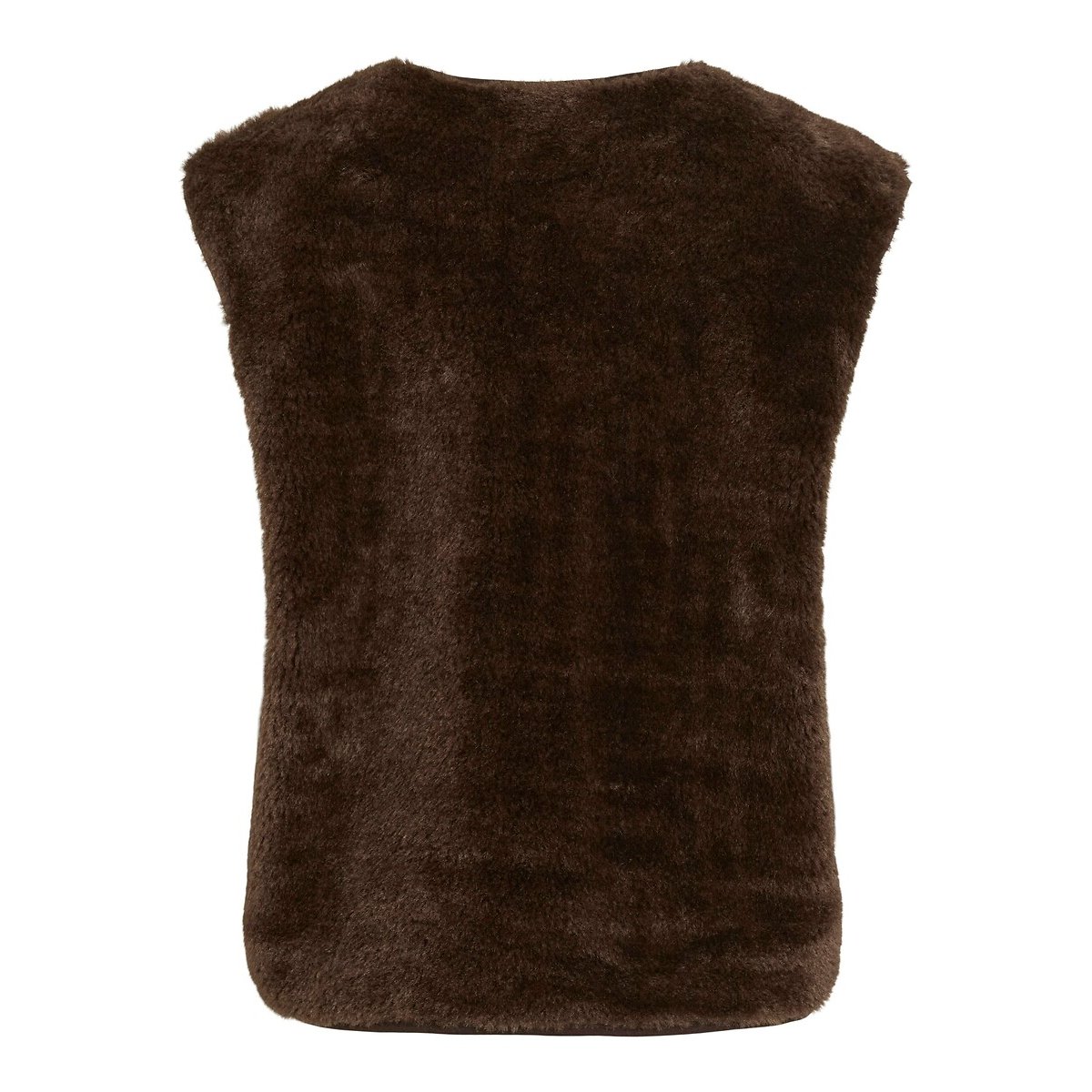 Gilet sans manches en tissu duveteux marron foncé, VILA