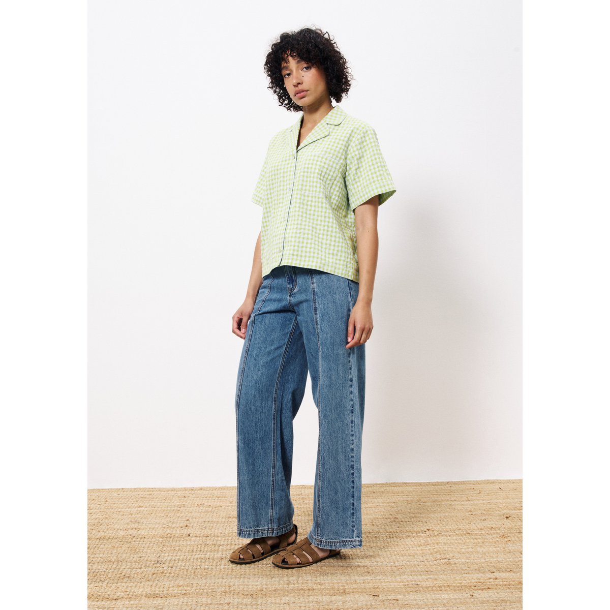 Chemise  en coton ILEA citron vert, FRNCH
