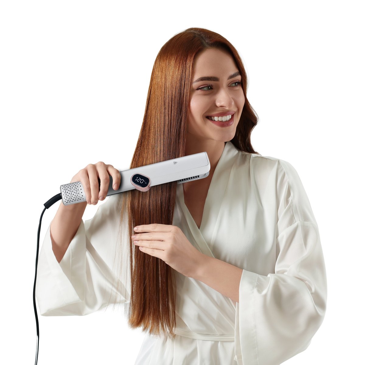 SENYA Lisseur Séchant argenté Wet & Dry 2 en 1 Hair Fusion– Lisseur et Sèche-Cheveux à Air Chaud, Température et Vitesse Ajustables SYWB-HS027S argent, SENYA