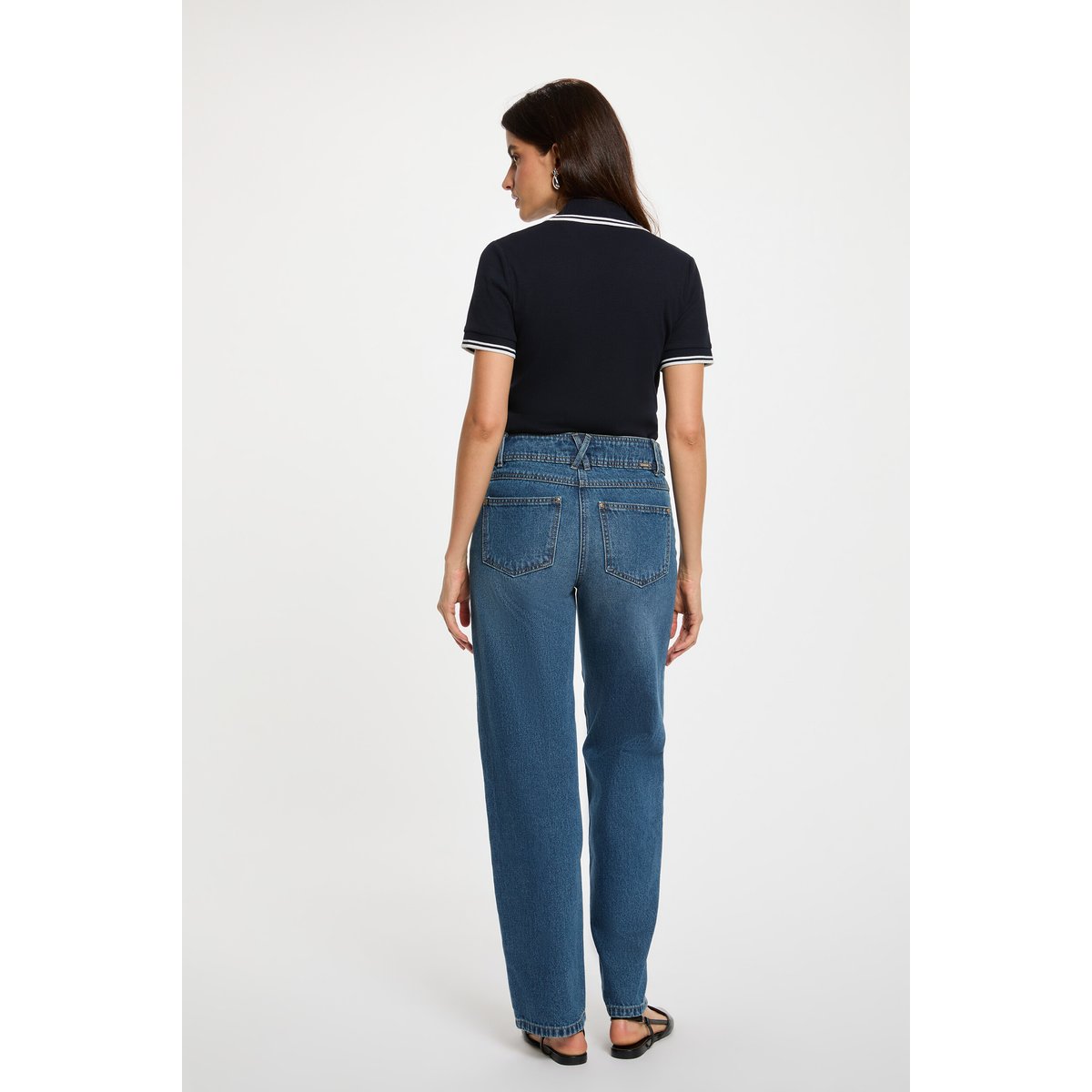 T-shirt polo cintré bleu marine, MORGAN
